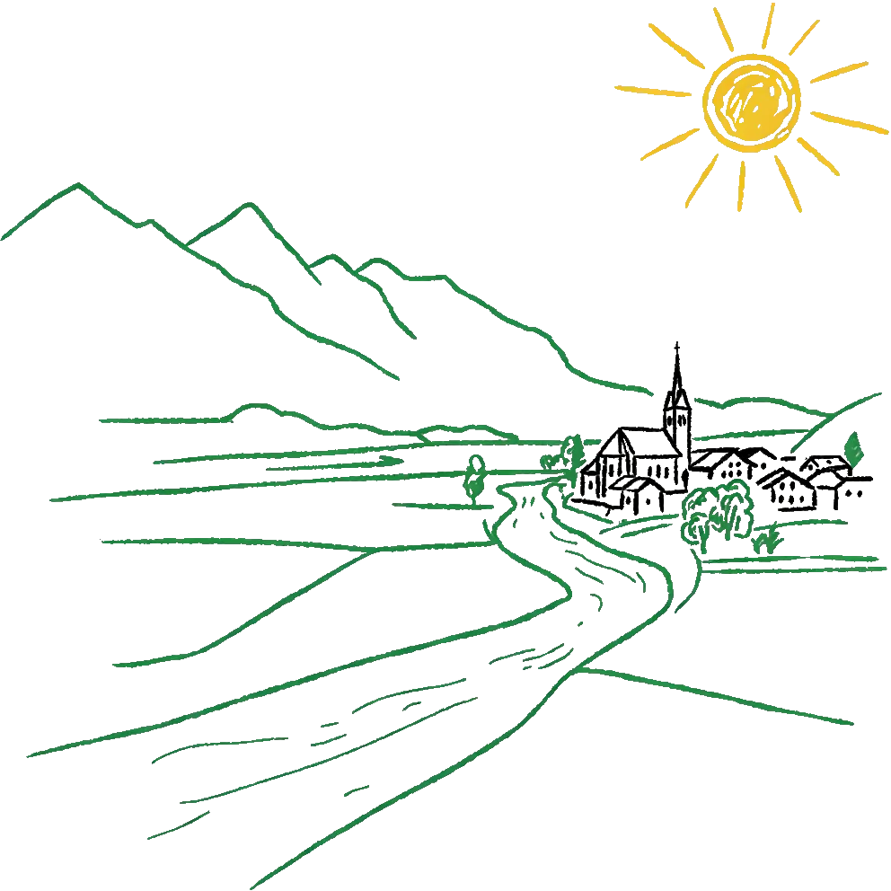 Illustration fluide représentant le cheminement et la proximité locale